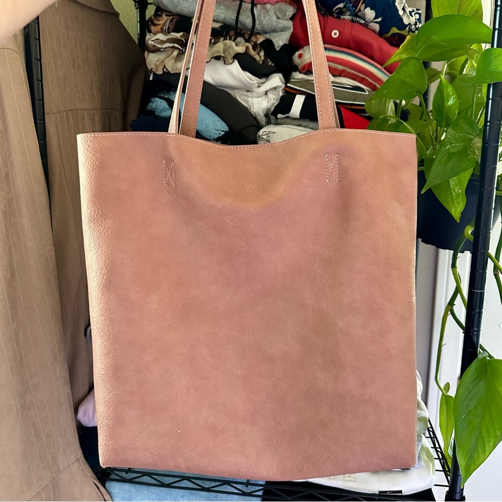 Handmade leather pink large tote